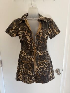 Nasty Gal Leopard-Print Romper in Black & Brown NEVER WORN!